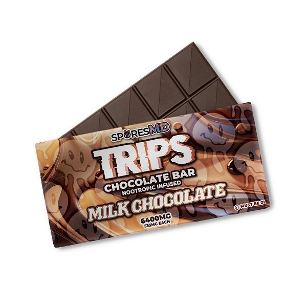 SporesMD Trips Chocolate Bar Nootropic Infused 6400mg - Chocolate Milk